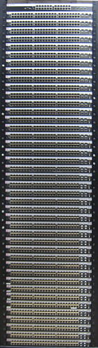 Rack with a 24-port and 42 48-port switches